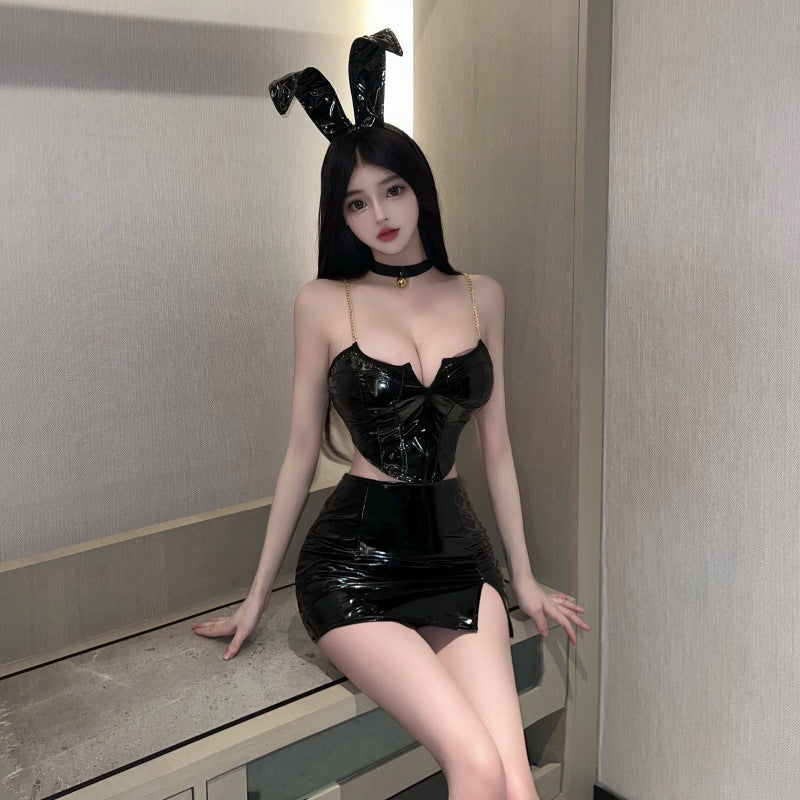 Vinyl Mini Dress Black