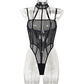 Black Lace Bodysuit Lingerie Bdsm Slutty Teddy Choker