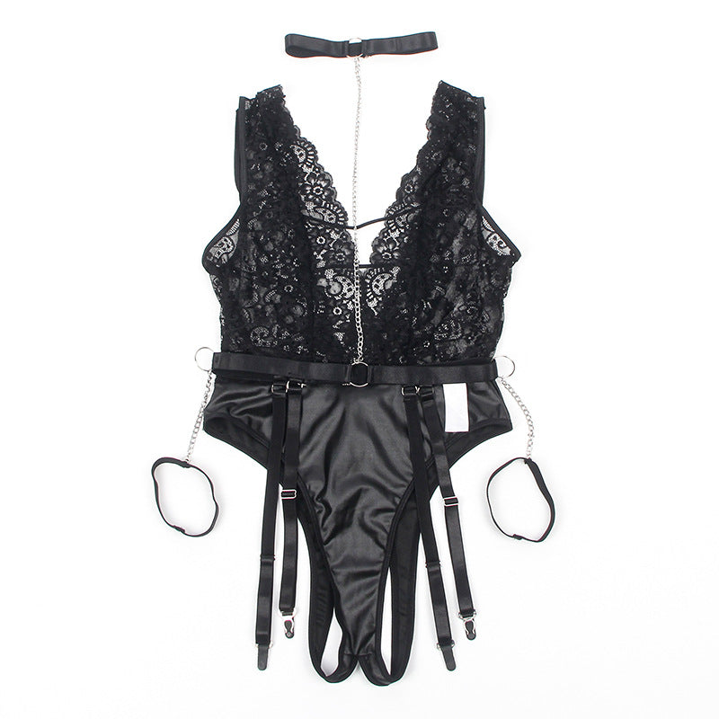 Lace Lace Bodysuits Revealing mature with lingerie Black Teddy