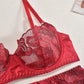 Latina Lingerie Garter Belt Set Lace Bra & Panty Red