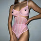 Red See Thru Lingerie Women Set Nasty Bra & Panty