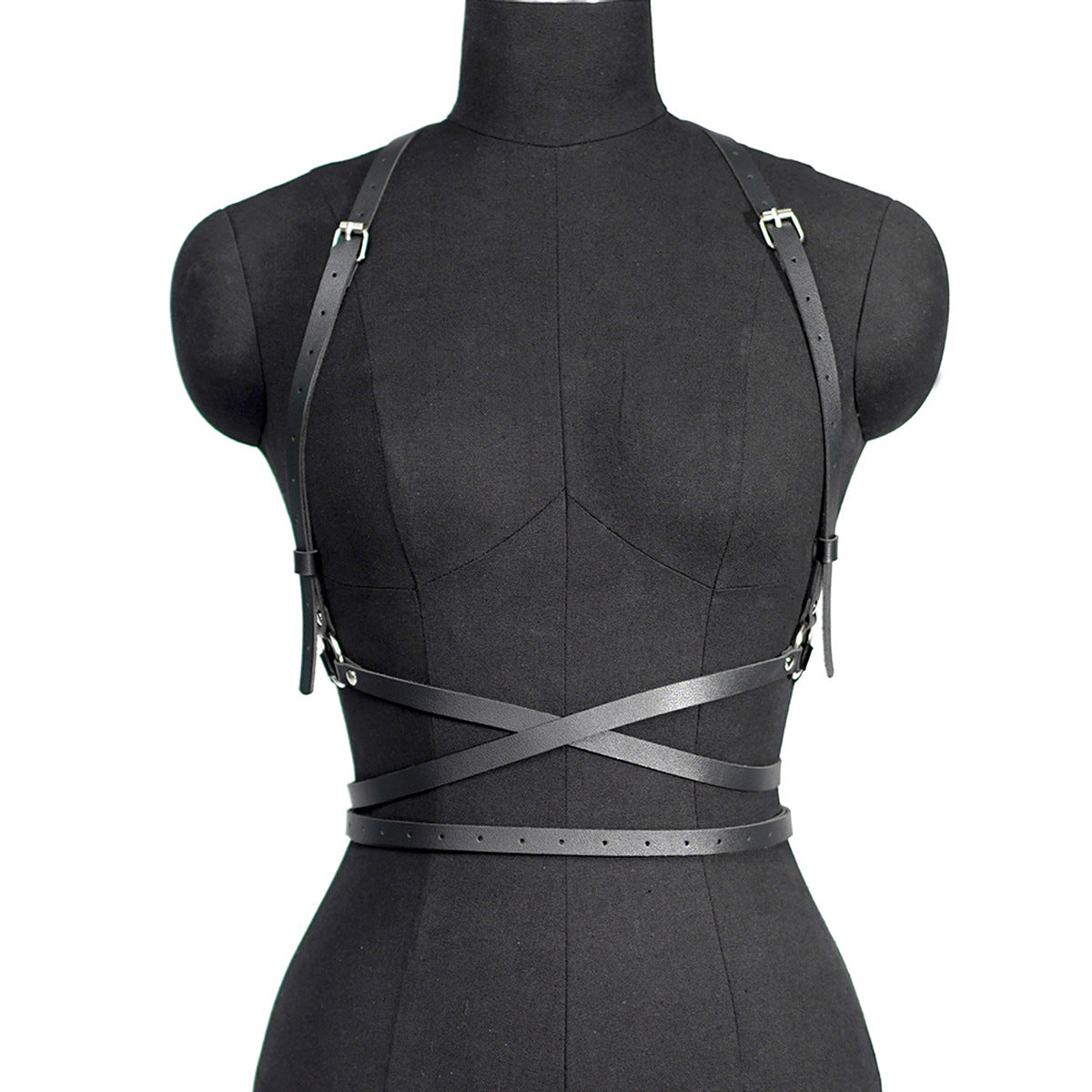 Black Leather Harness Belt Female