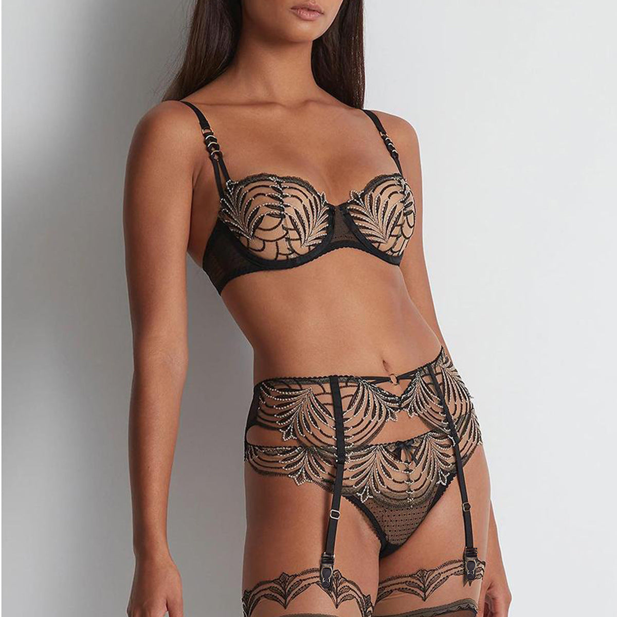 Sheer Black Embroidered Lingerie