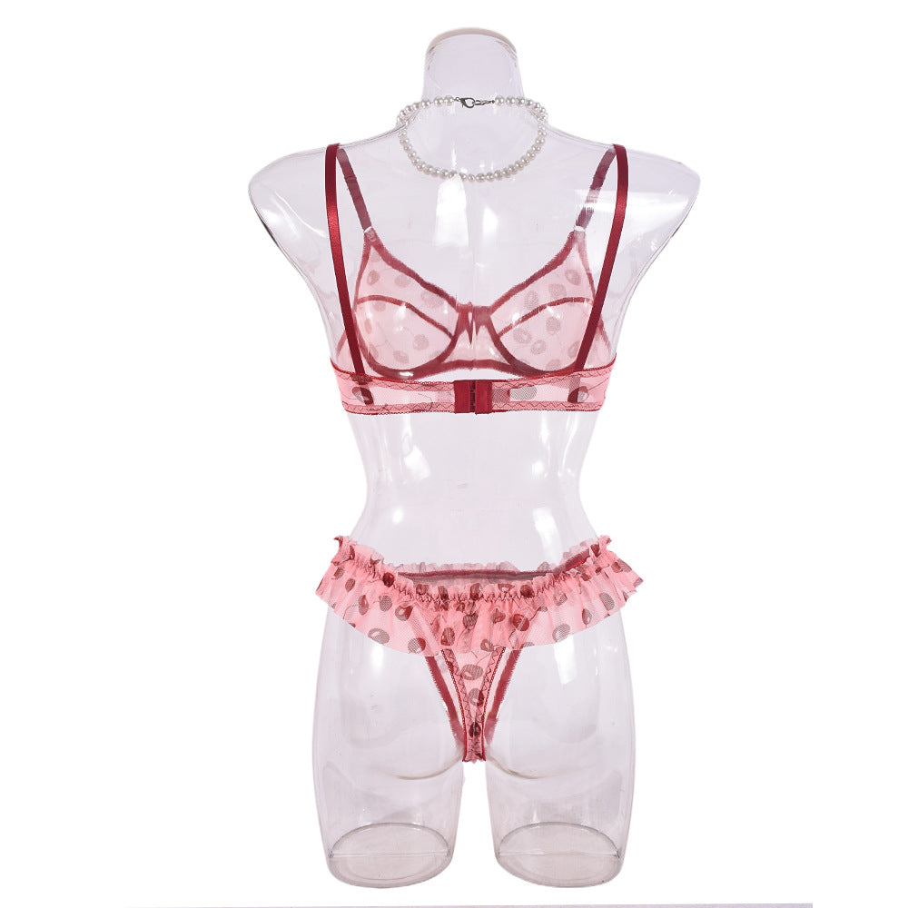 Cherries Pink Lace Lingerie Sheer