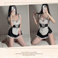 White Sexy Latina Dress Red French Maid Lingerie Costume Role Play