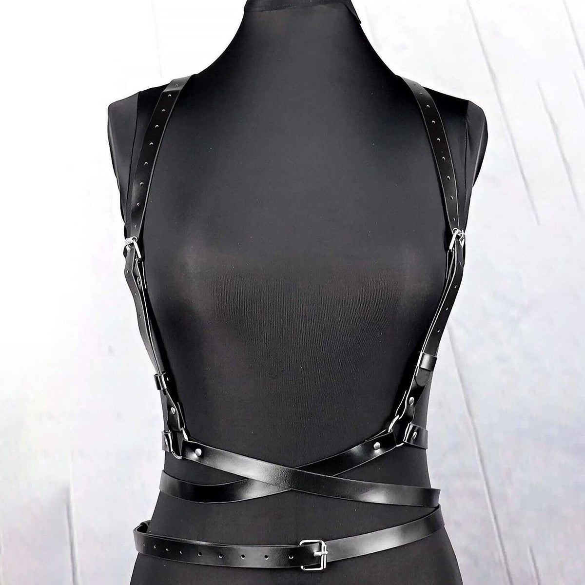 Black Leather Harness Belt