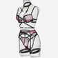 Pink Mesh Cougar In Lingerie Set with Garter Belt