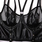 Black Leather Lingerie Set Nasty Bra & Panty Intimate Plus Size