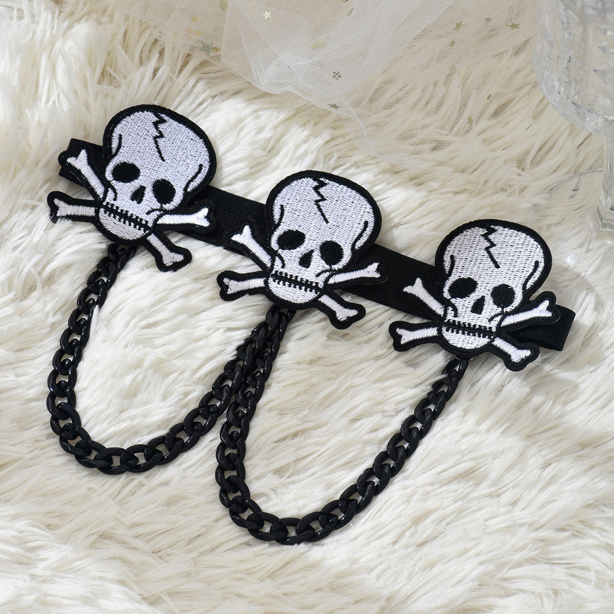 Black Halloween Embroidered Leg Garter