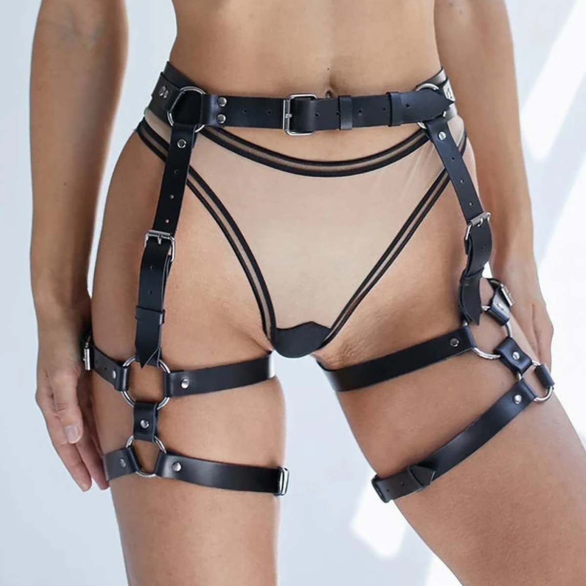 Leather Bdsm Leg Harness Womans