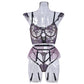 Intimate Black Garter Lingerie Set Revealing Bra & Panty Sexiest