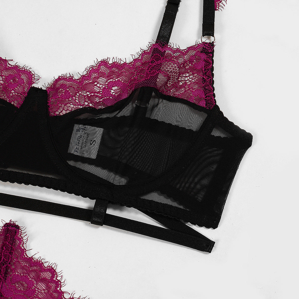 Sheer Panties & Bra With Garter