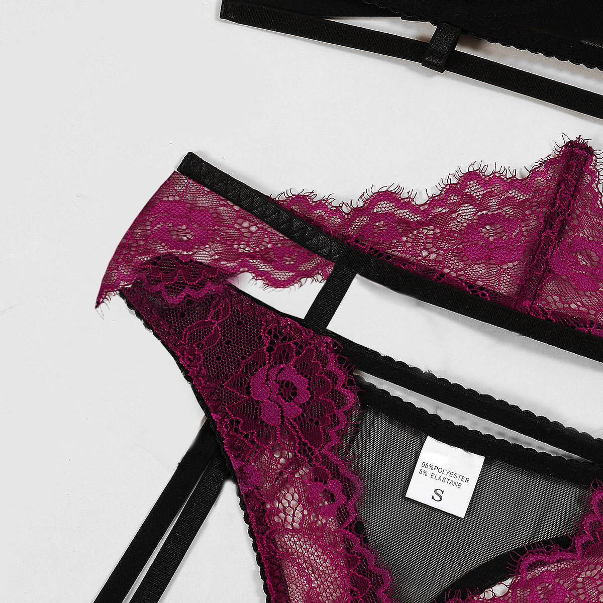 Sheer Panties & Bra With Garter