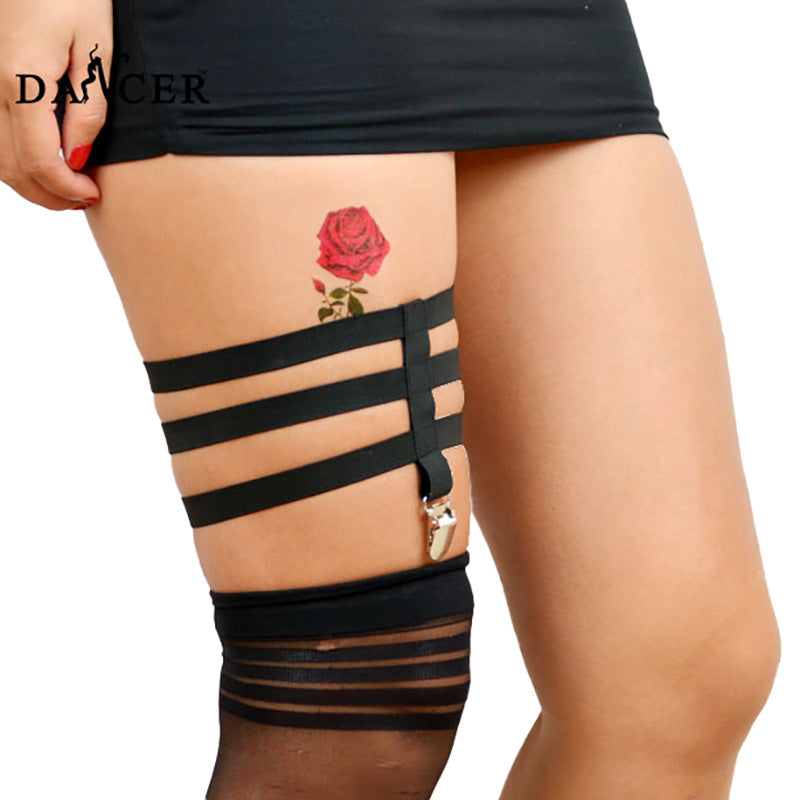 Black Leg Garter With Clip