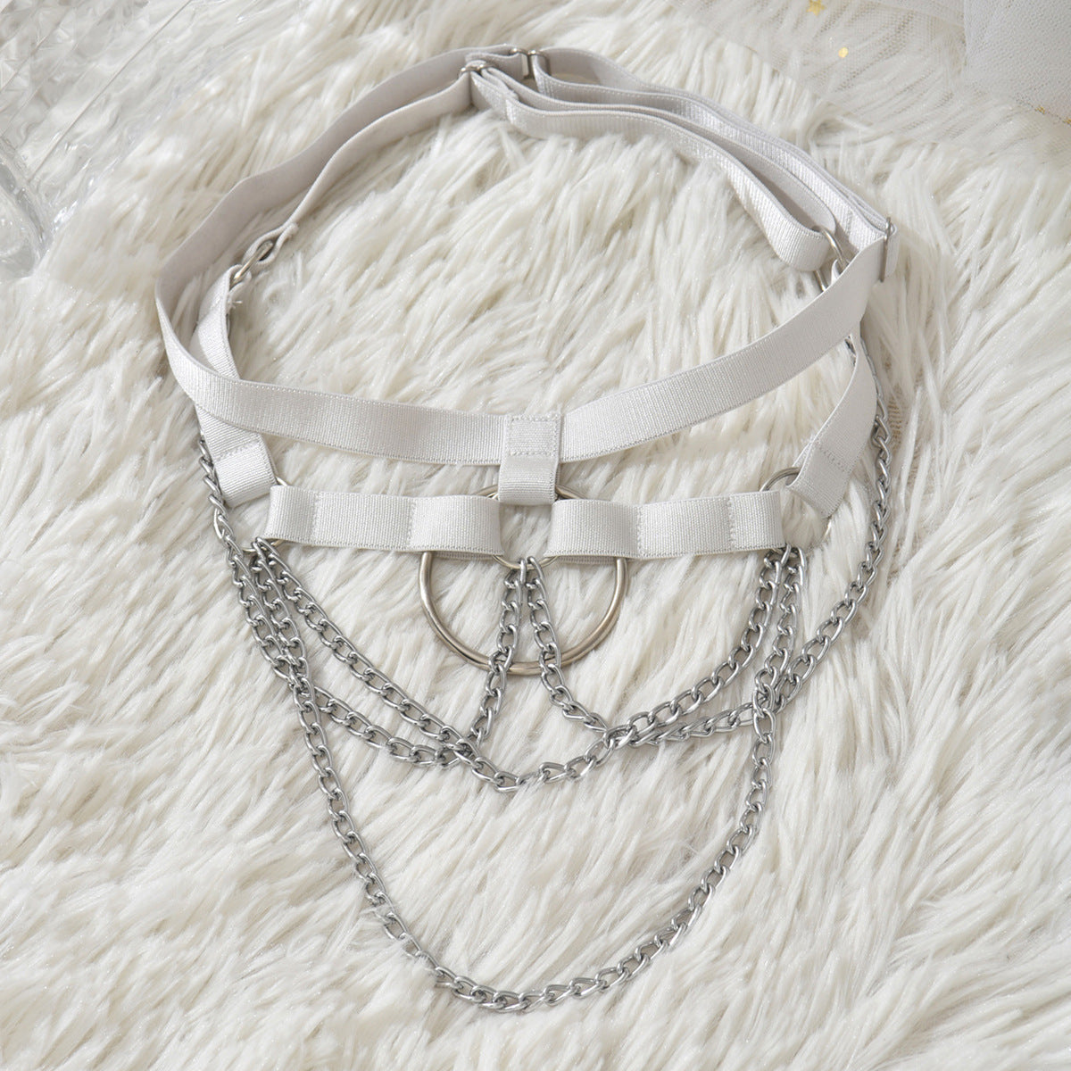 Double White Chain Leg Garter