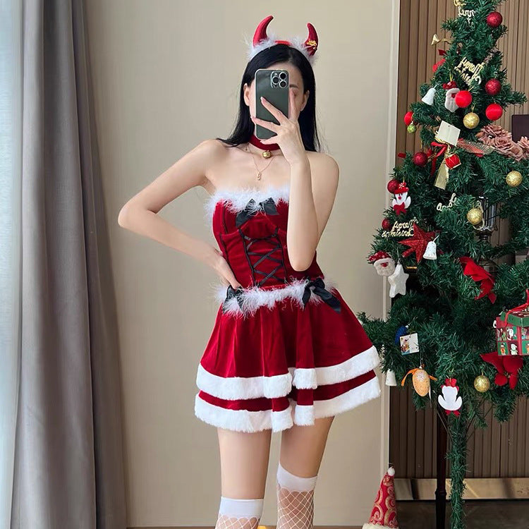 Revealing Sexy Female Christmas Costumes Naughty Lingerie Anime Dress