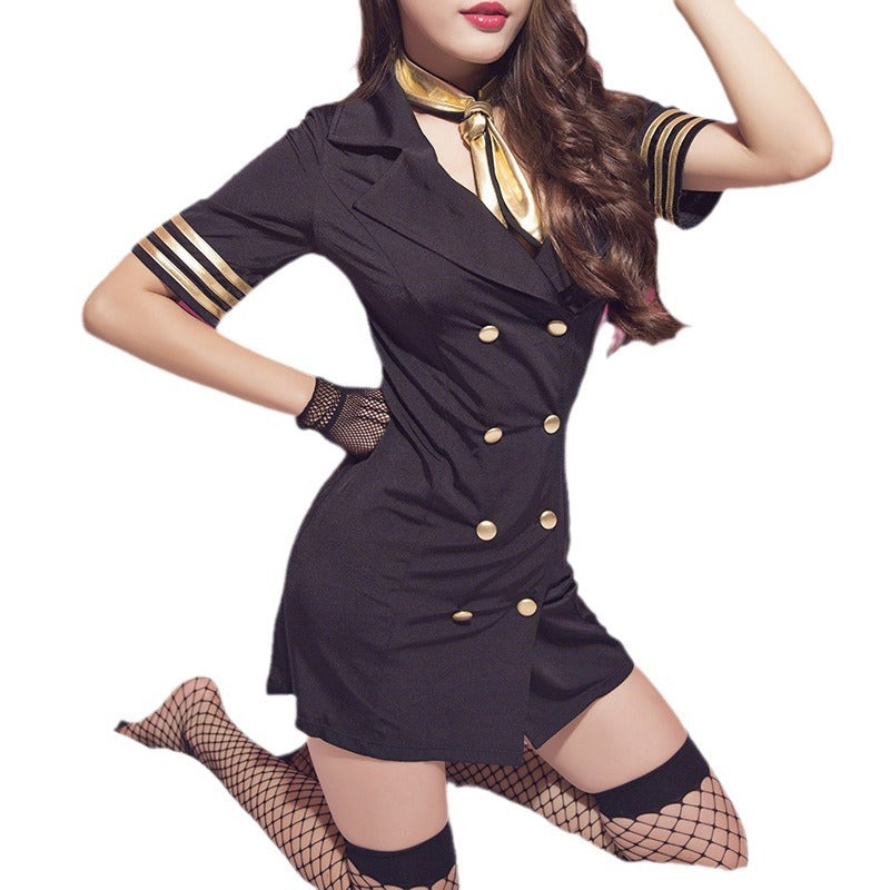 Revealing Ssxy Flight Attendant Costume Intimate Cosplay Lingerie Dress Slutty