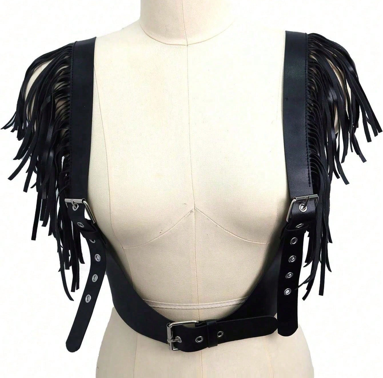 Belt Harness Leather Over Blouse
