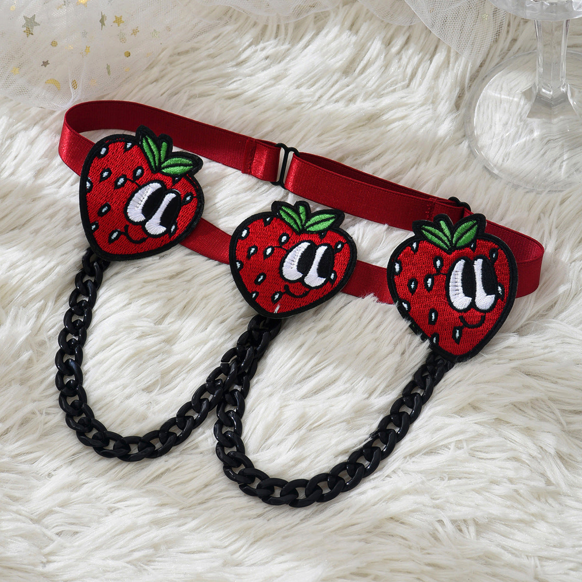 Cute Embroidered Strawberry Leg Garter