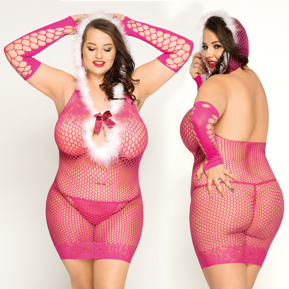 Plus Size Latina Sexy Mesh Lingerie Revealing Dress