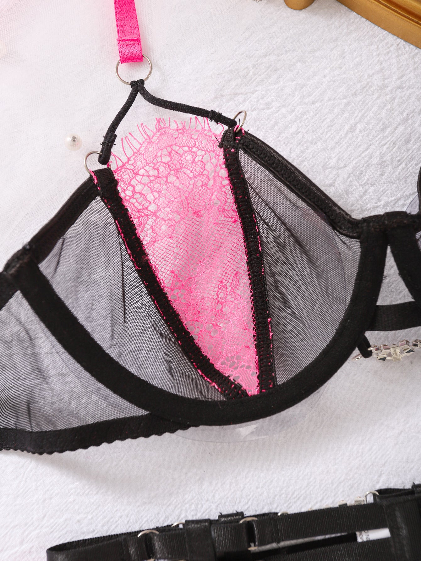 Sheer Sexy Revealing Lingerie With Garter