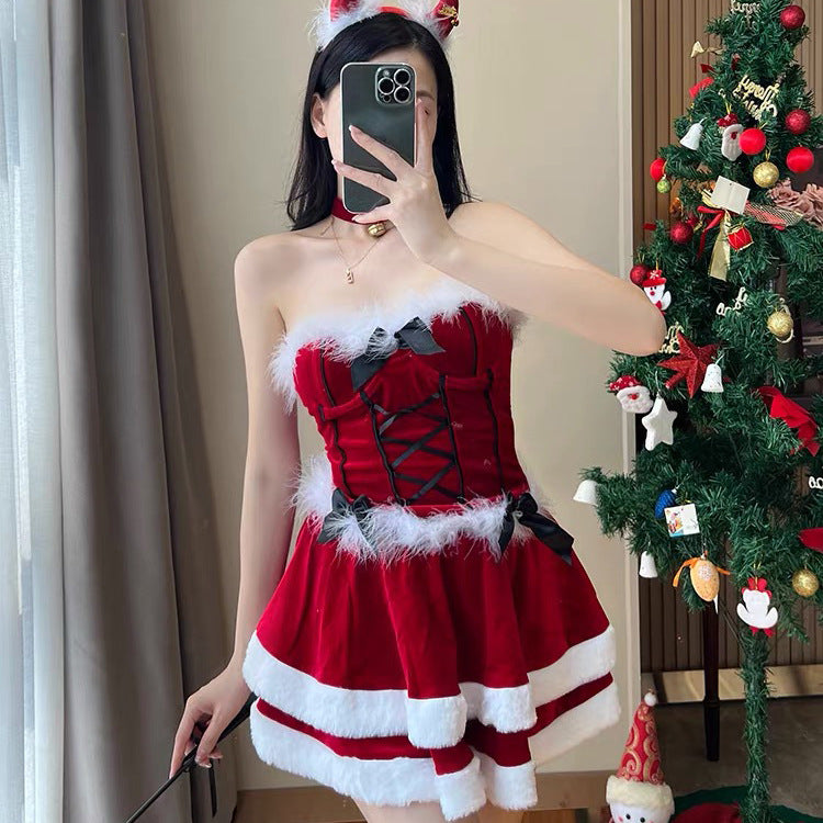 Revealing Sexy Female Christmas Costumes Naughty Lingerie Anime Dress