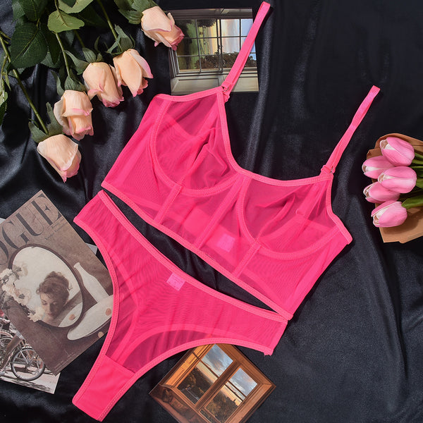 Women See-Through Lingerie Set Red Bra & Panty – Le Jour Jour