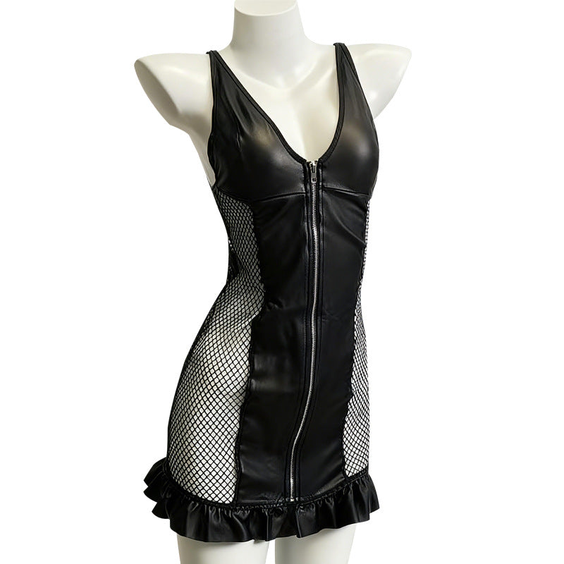 Short Black Leather Dress