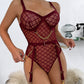 Latina Black Bodysuit Lace Clear Lingerie Red Teddy