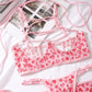 Pink Cougar Open Cup Lingerie Set with Gloves & Stockings