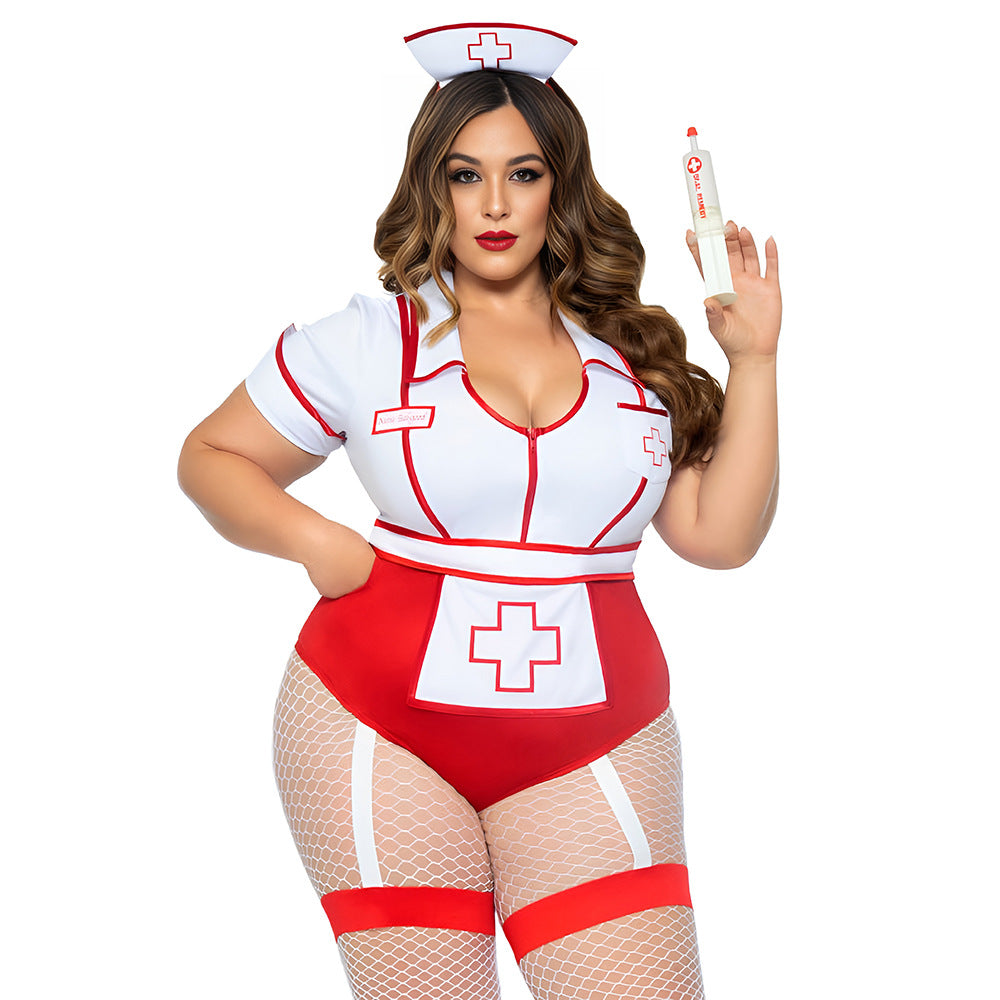 Plus Size Revealing Sexy Doctor And Nurse Costume Latina Lingerie Cosplays Bodysuit