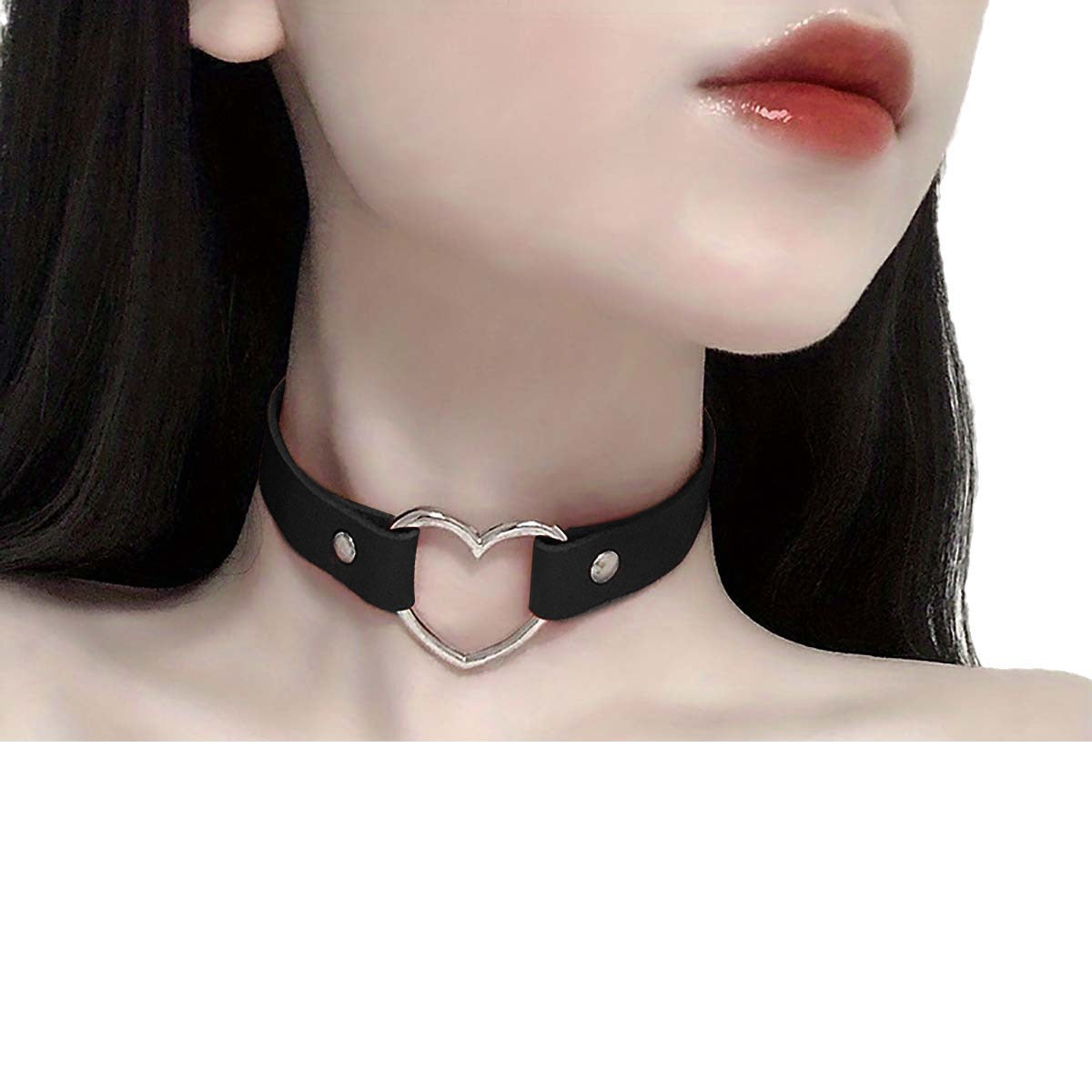 Bdsm Choker Collar with Heart Ring