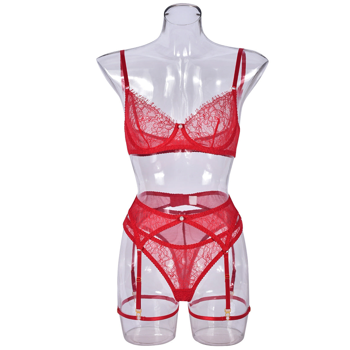 Women Lingerie Garter Set Red Bra & Panty Sexy