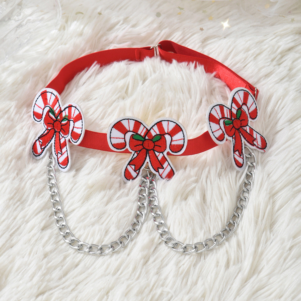 Red Embroidered Christmas Leg Garter