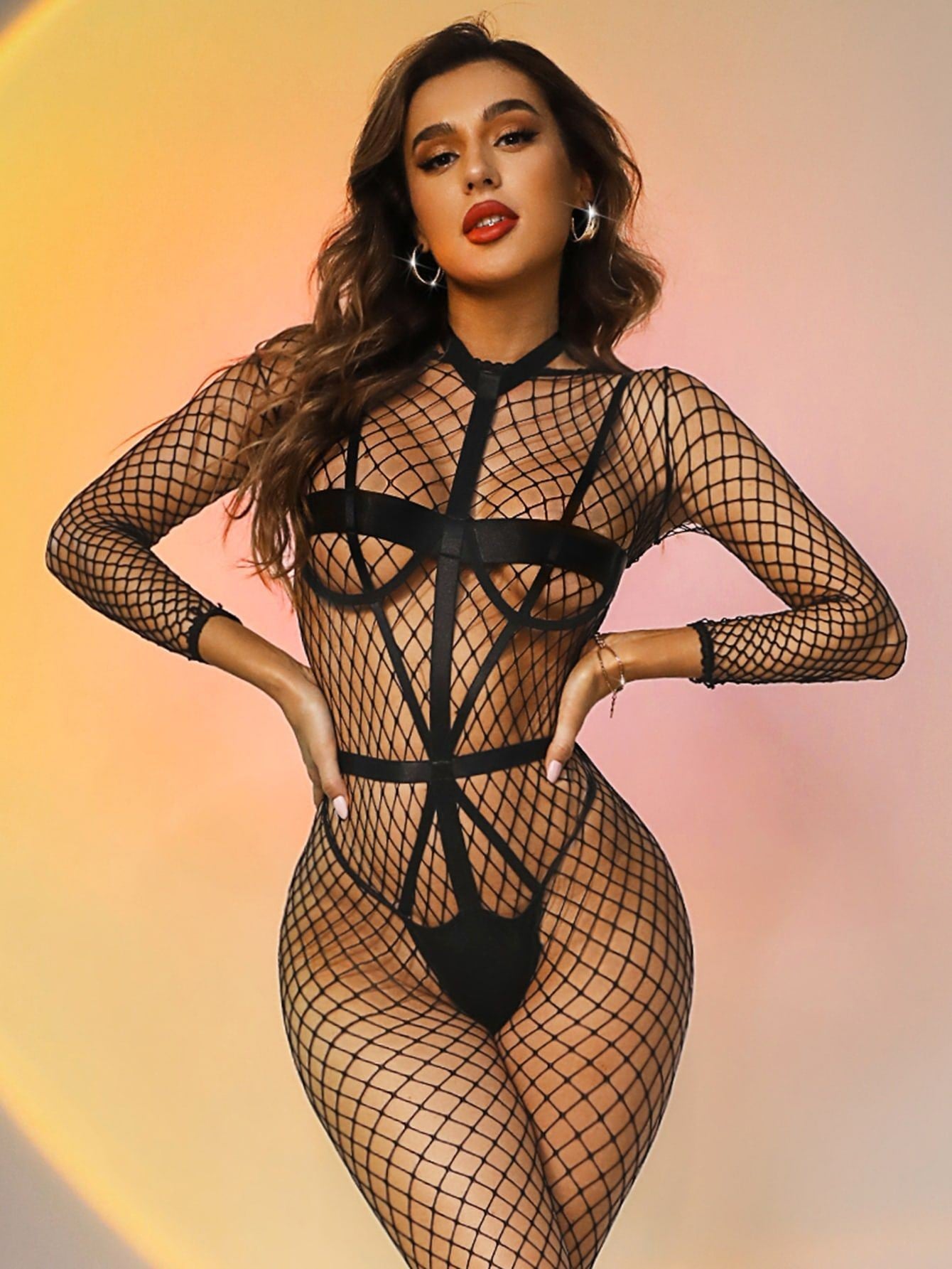 Women  Womens Black Bodysuit Nasty Mesh Sheer Lingerie Revealing Teddy