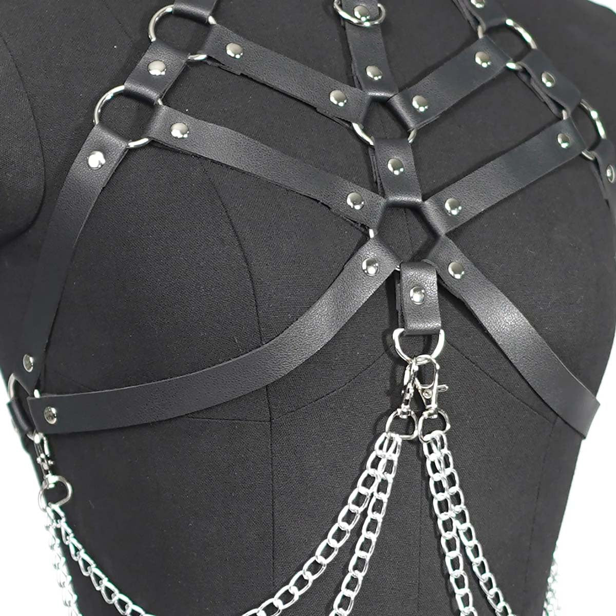 Female Leather Harness Bra