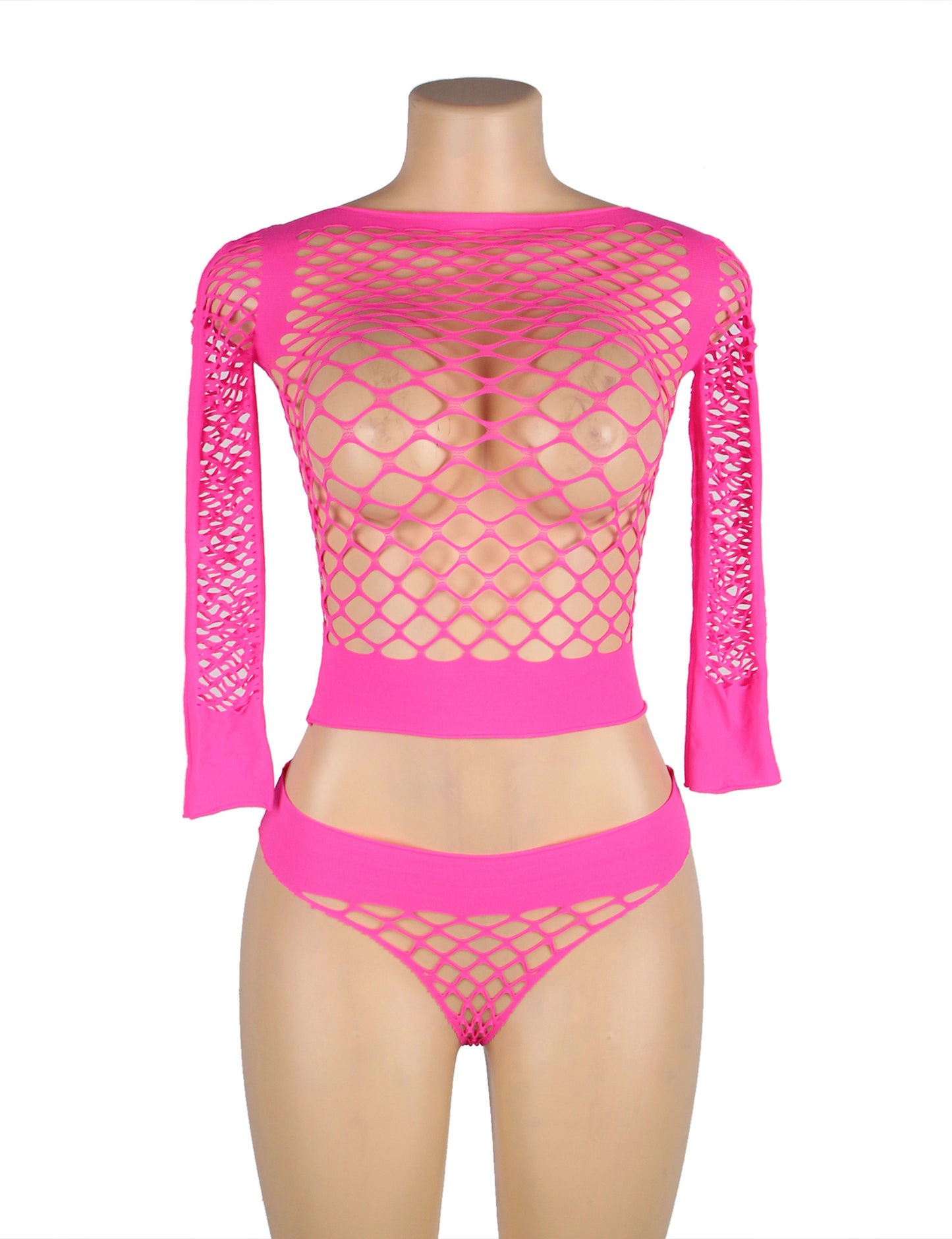 Submissive Long Sleeve Bodysuit Slutty See Through Mesh Lingerie Intimate Teddy