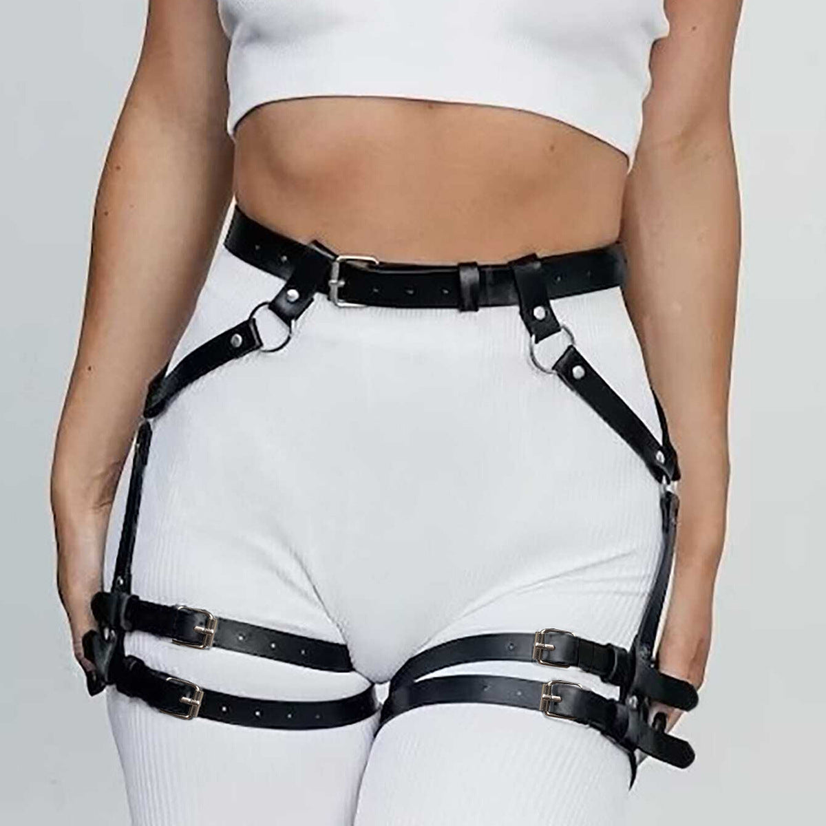 Bondage Leather Leg Harness Female