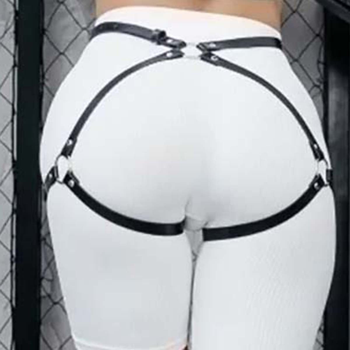 Pink Leather Harness Garter