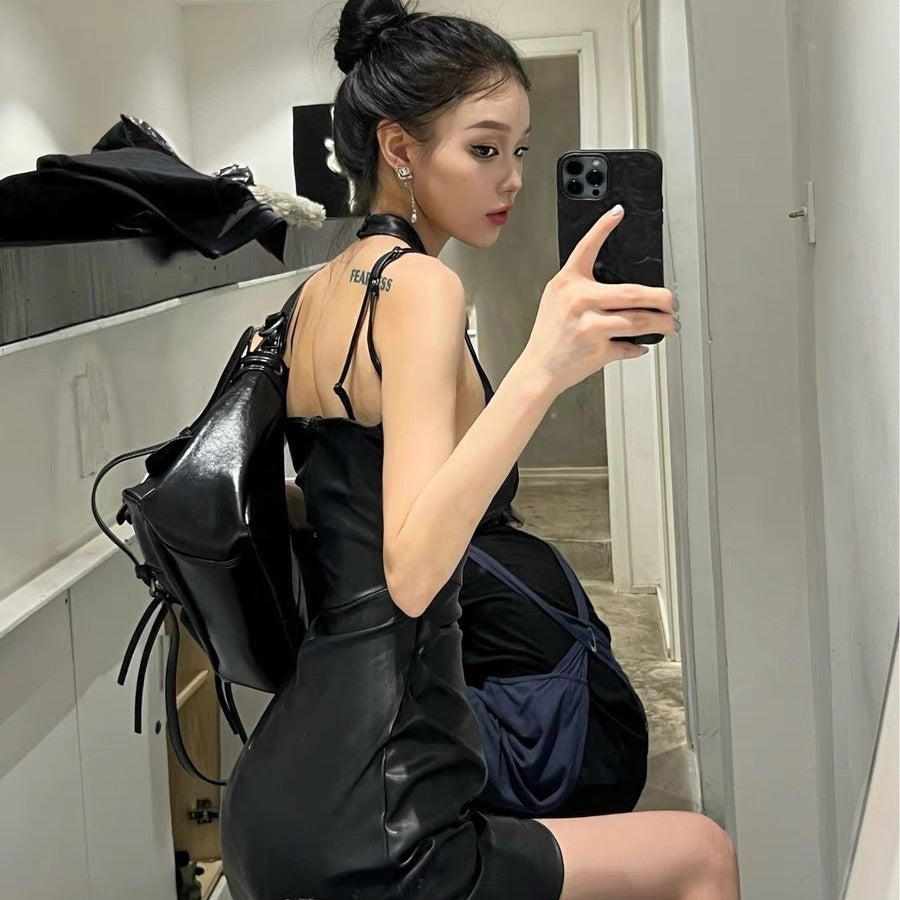 Black Leather Bodycon Dress