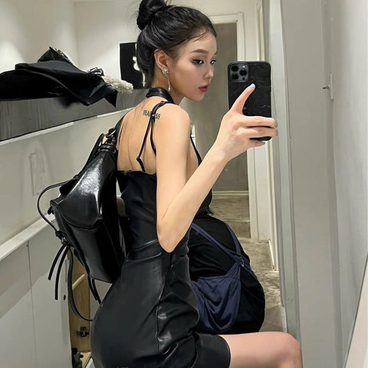 Black Leather Bodycon Dress
