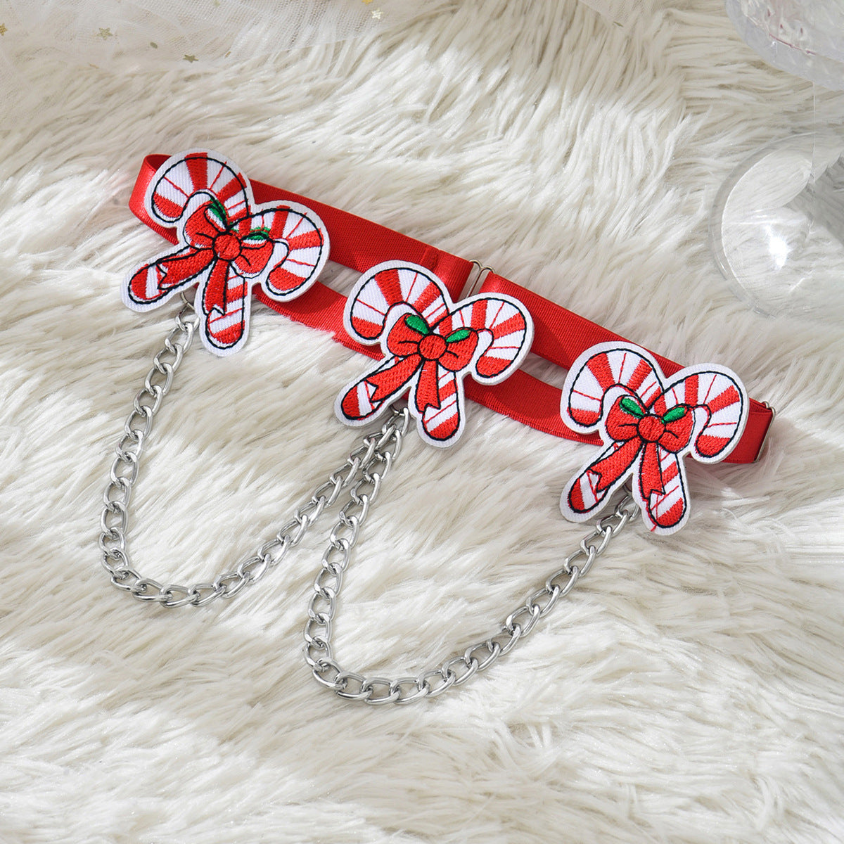 Red Embroidered Christmas Leg Garter