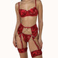 Latina Lingerie Garter Belt Set Lace Bra & Panty Red