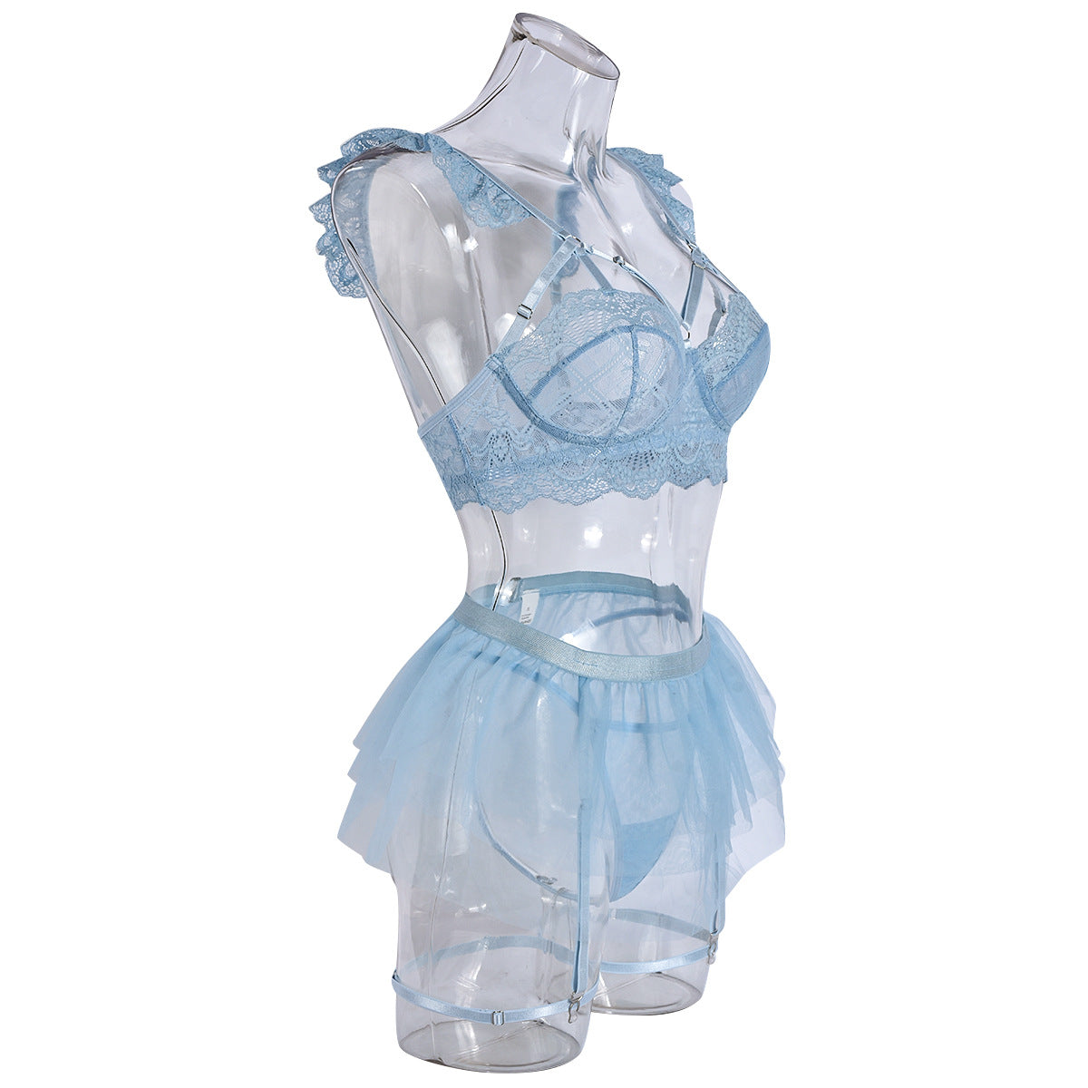 Baby Blue Lace Sheer Lingerie
