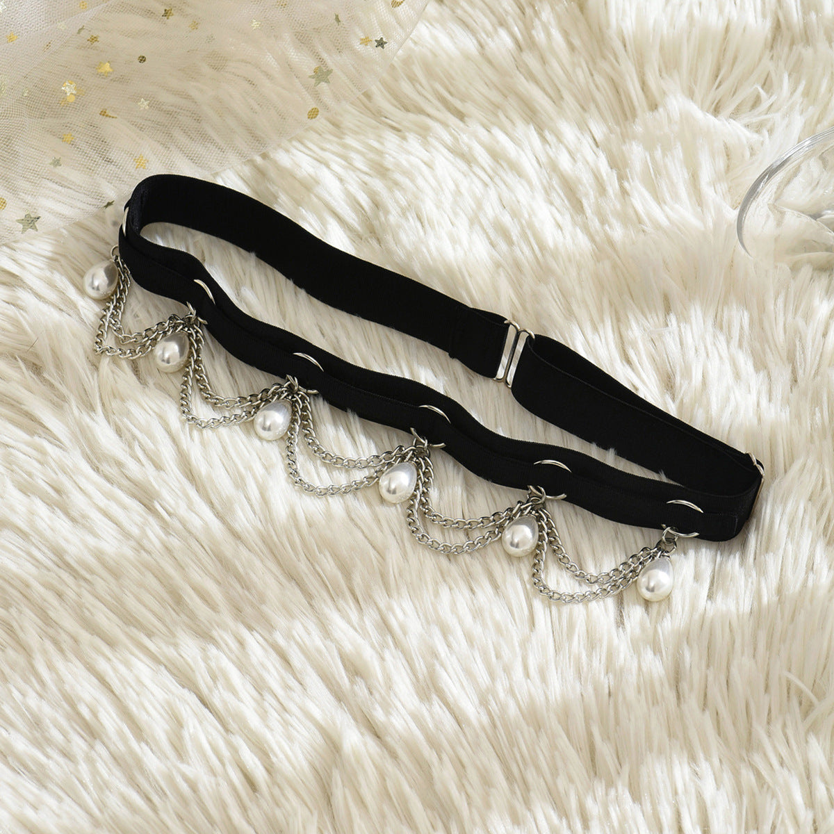 Pearl Black Leg Garter