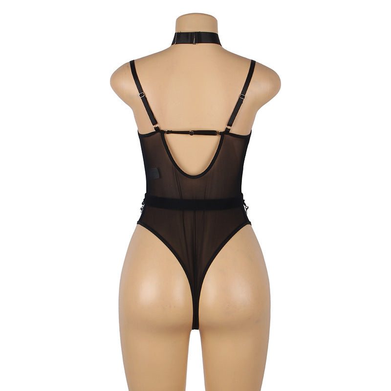 Nude Sexy Bodysuit Hot mature sheer lingerie Nude Teddy