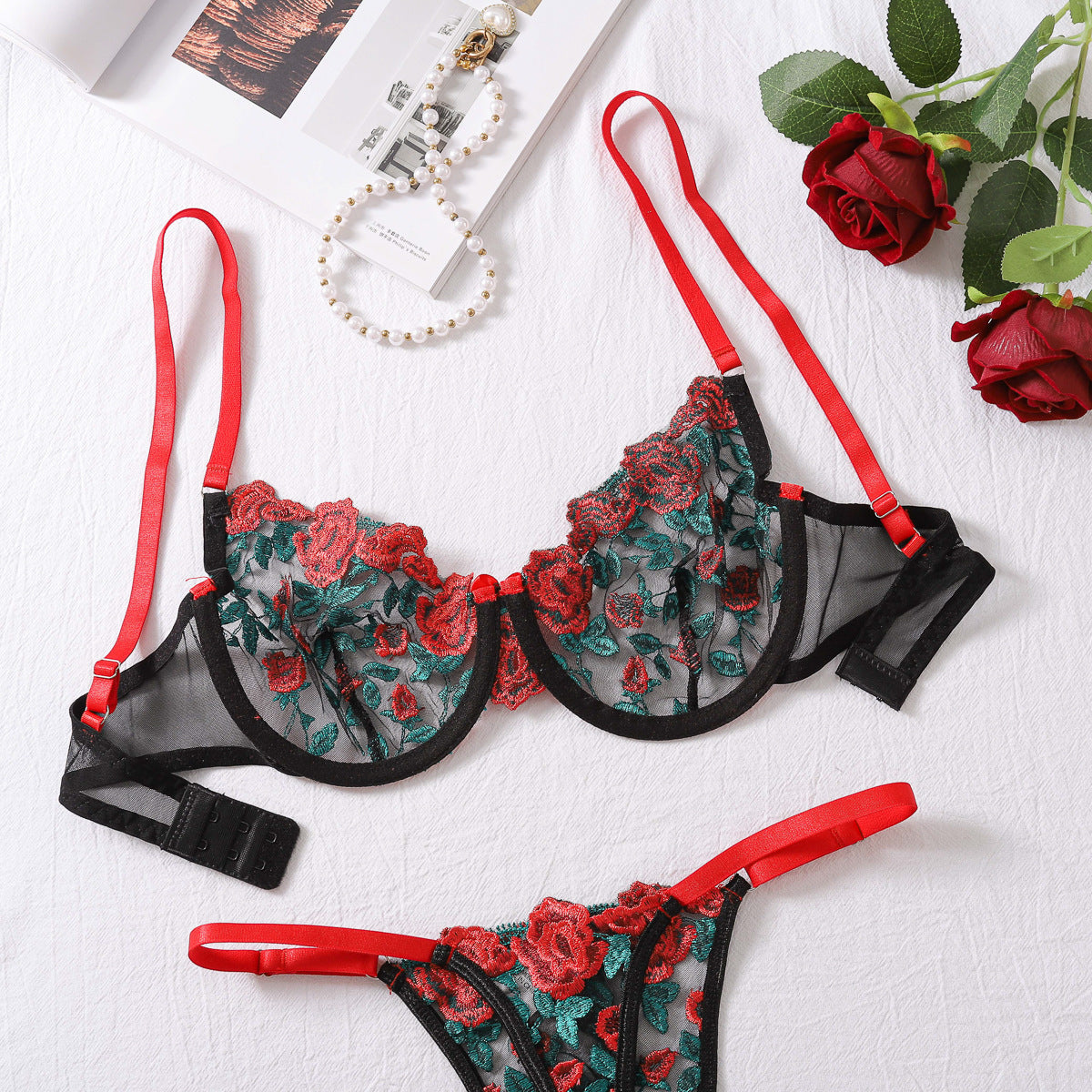 Embroidered Sheer Lingerie