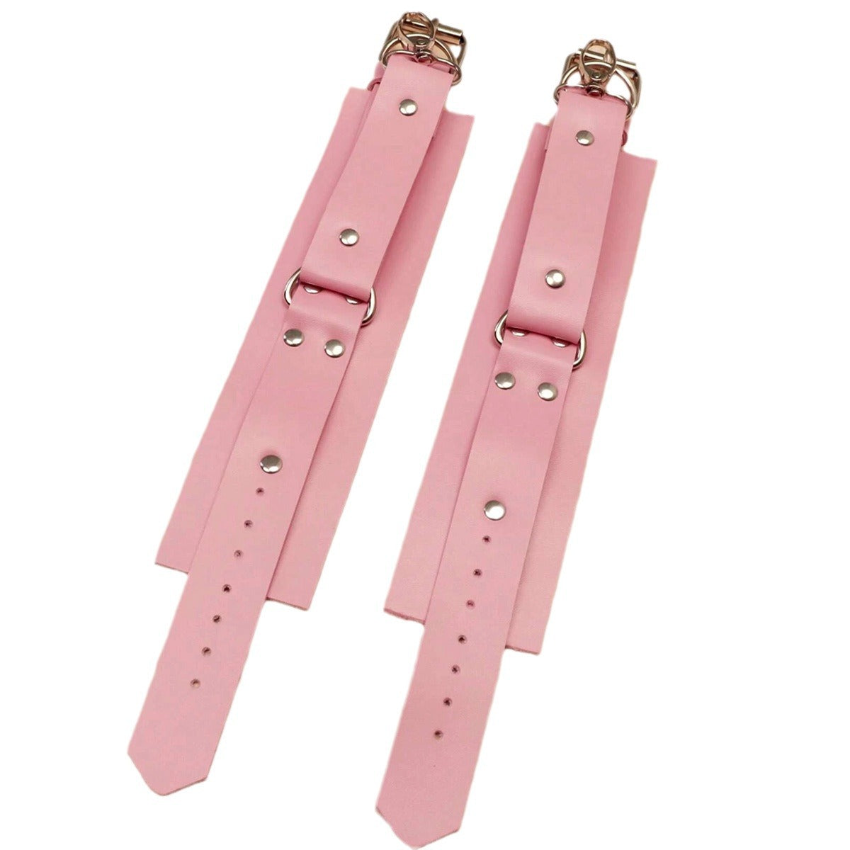 Leather Thighs Red Harness With Cuffs