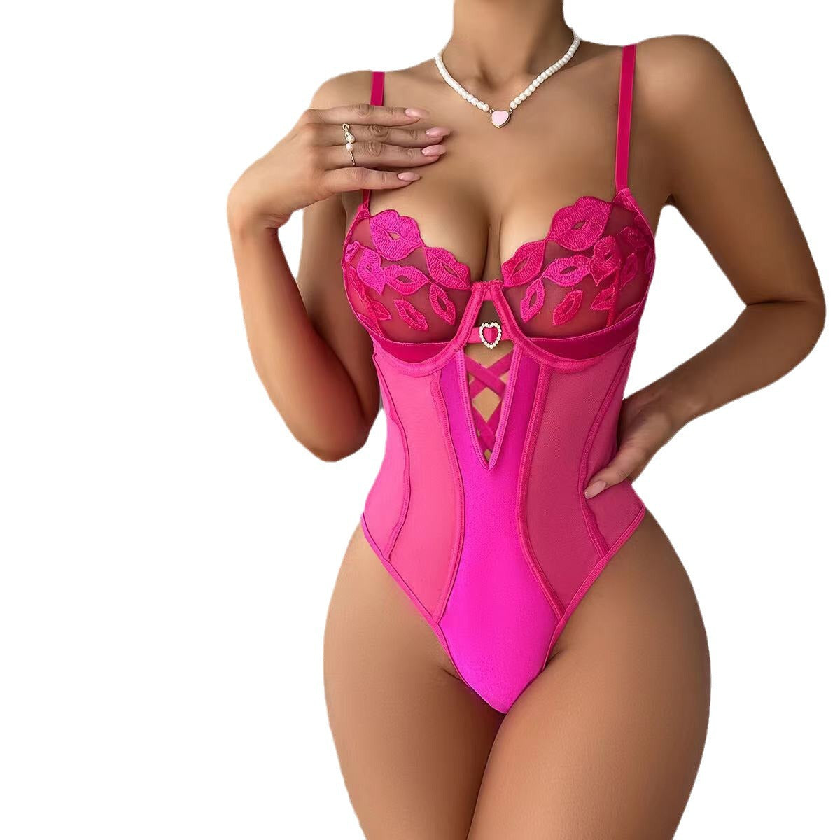 Sheer Pink Corset Bodysuit