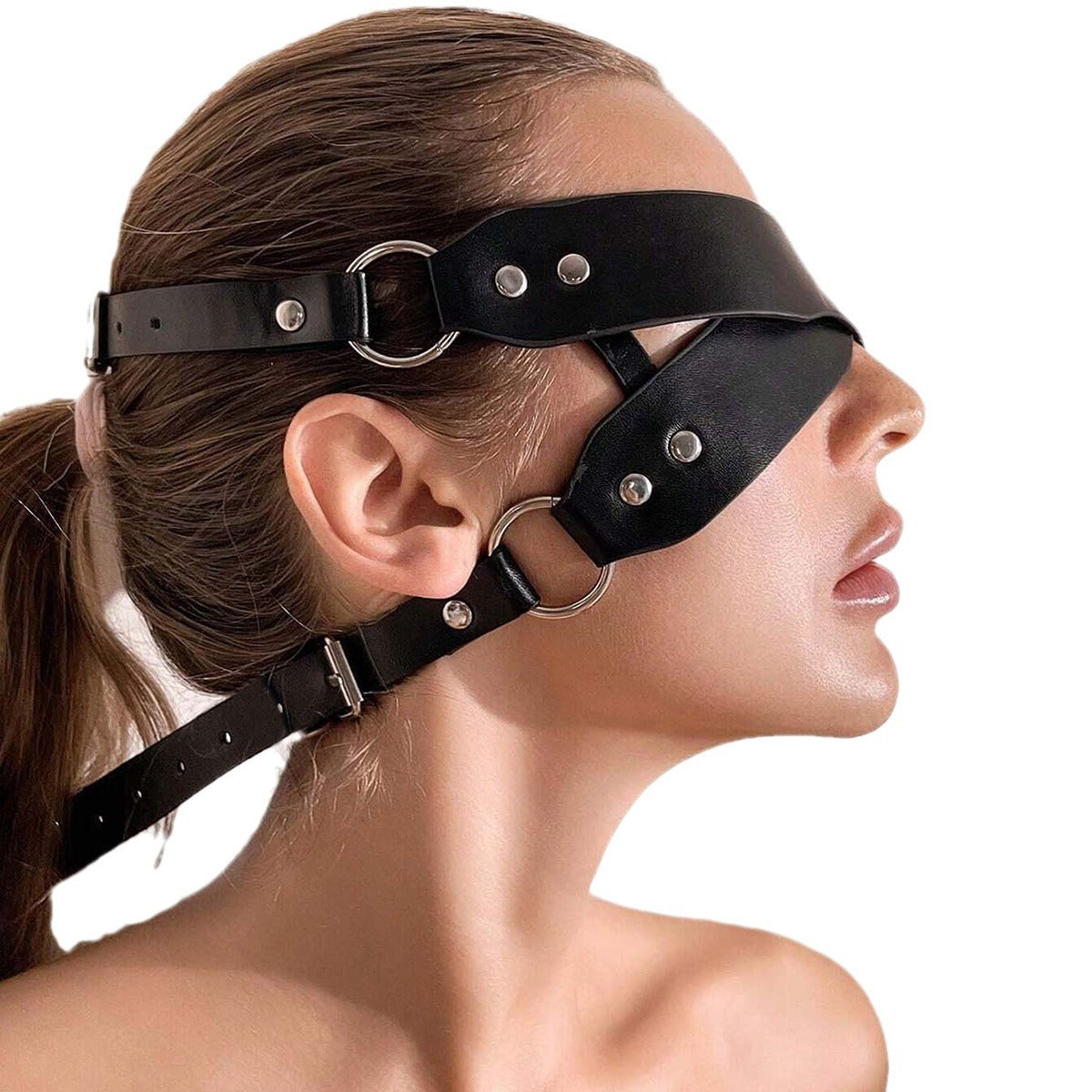 bondage leather Blindfold